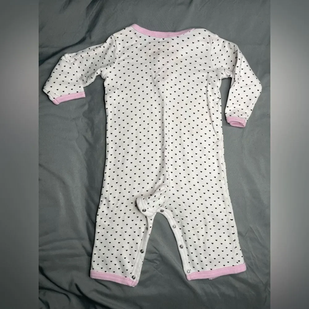 Baby Girl Heart Print Onesies Set